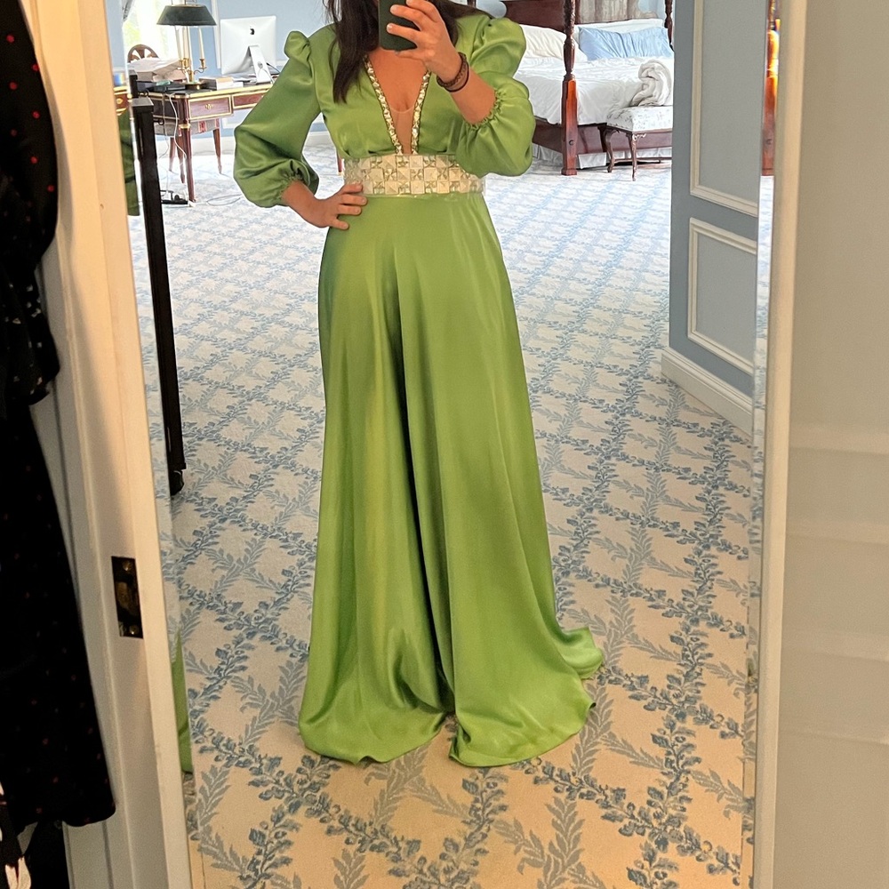 Jenny Packman Merida Beaded Satin Gown - Picture 2 of 16